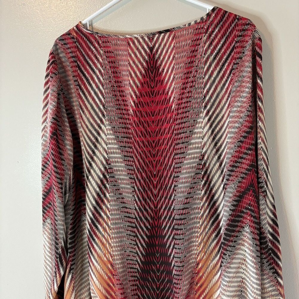 Chico’s Wrap Long Sleeve Blouse Red Black Geometric Top Size 3 Large - Picture 6 of 6